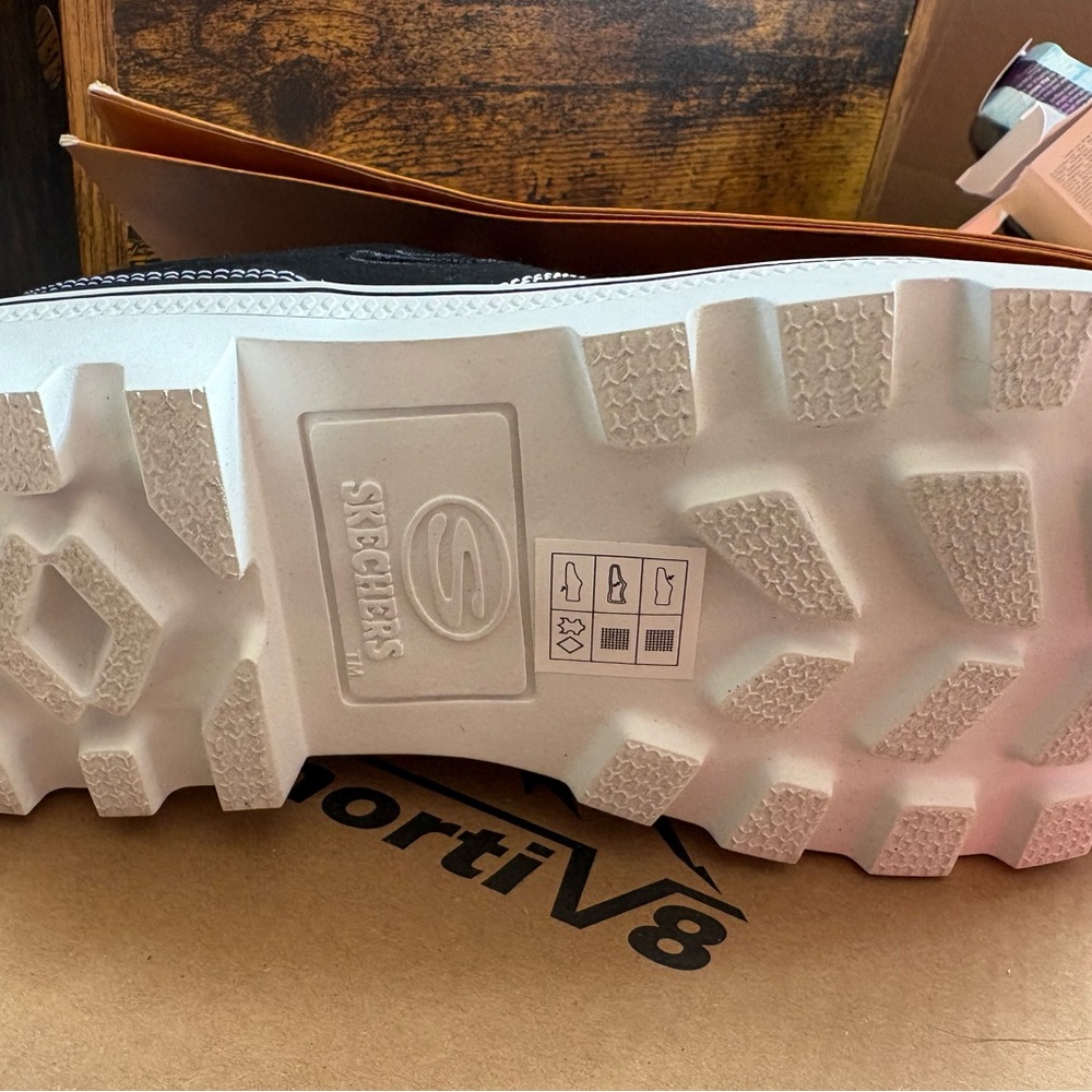 Skechers Black Upper Shoe with White Lug Sole